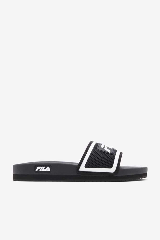 Fila Lunar Slide Black Sandals Mens - NZ 72654-GXWF